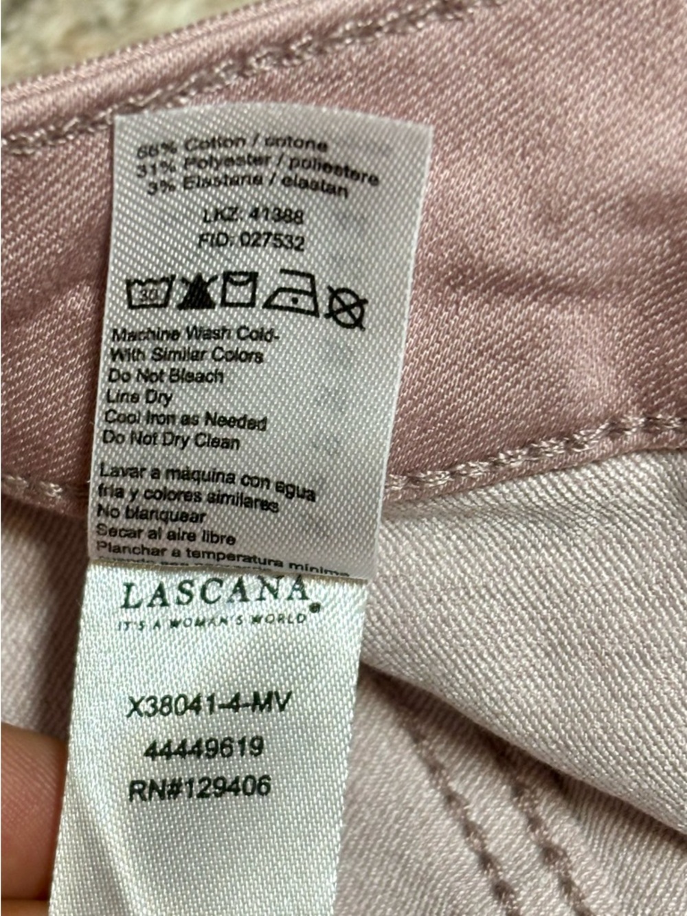 Lascana skinny leg cropped Slim-Fit Stretch Light Pink Jeans Women's 4 - Picture 6 of 7